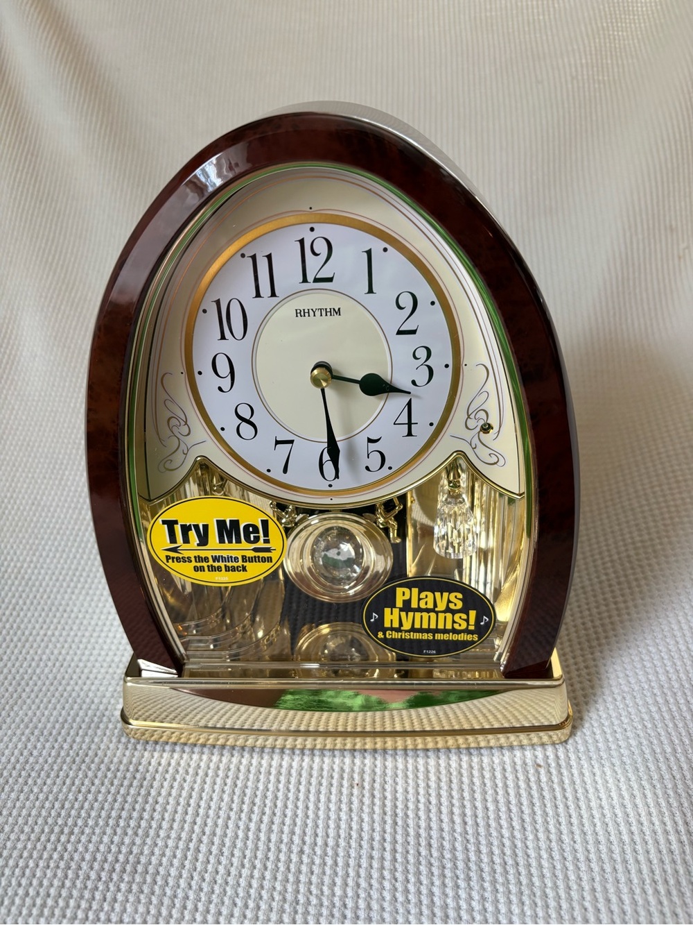 Rhythm Clock “Joyful Crystal Bells" Musical Motion Mantel Clock 4RJ636 Works